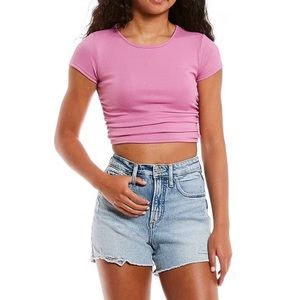 Pink ribbed crop top